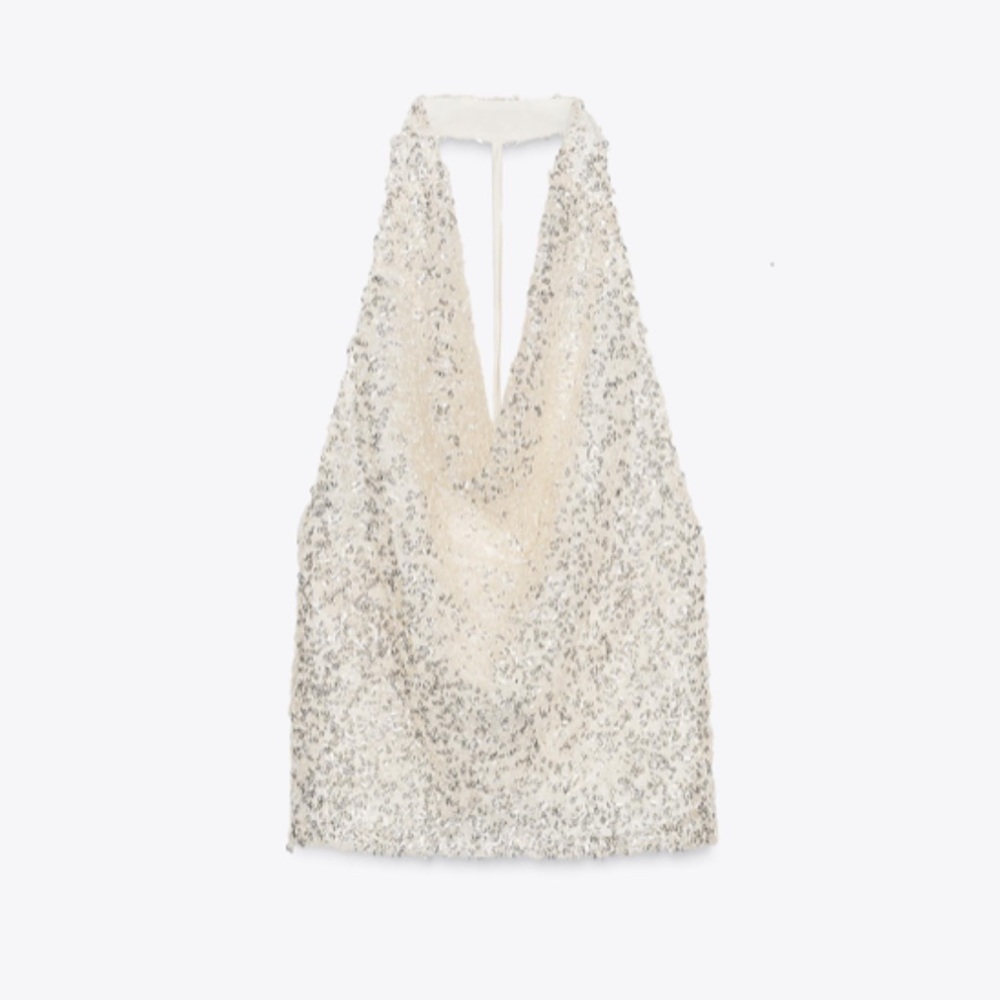 Zara sequin halter top size small